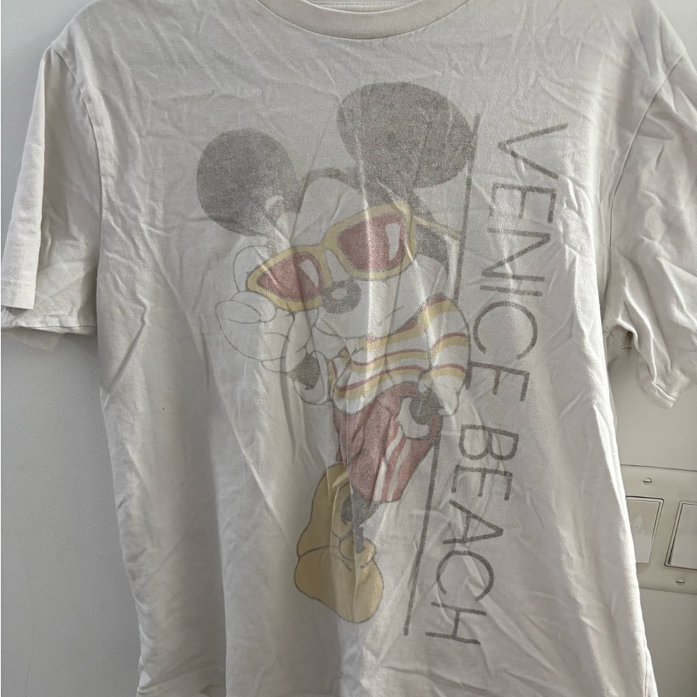 Disney Mickey Mouse Venice Beach Tee - Cream and Black